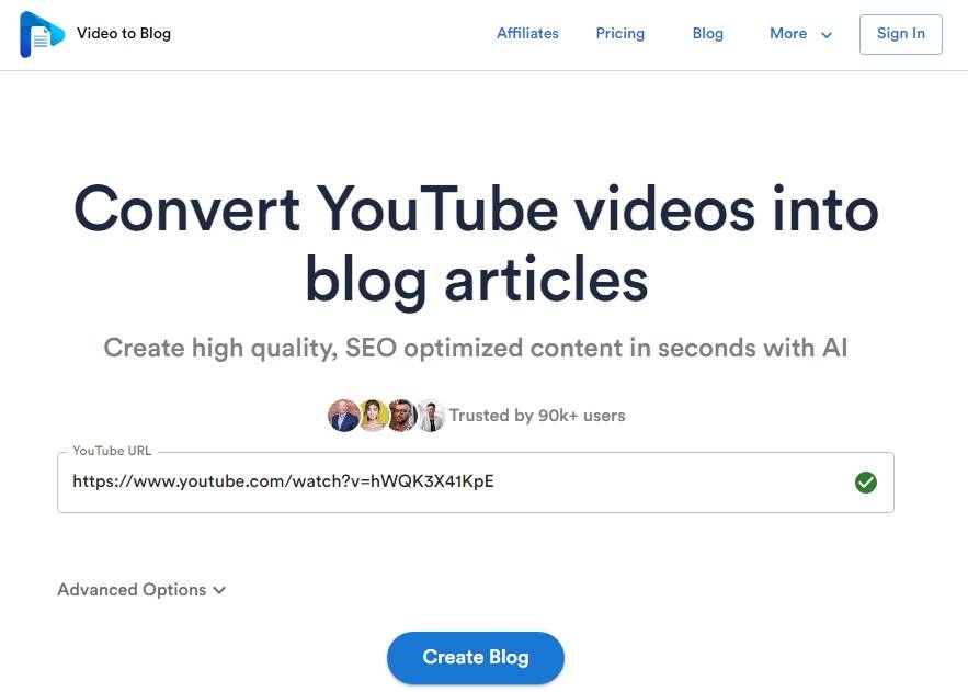 Convert video to blog